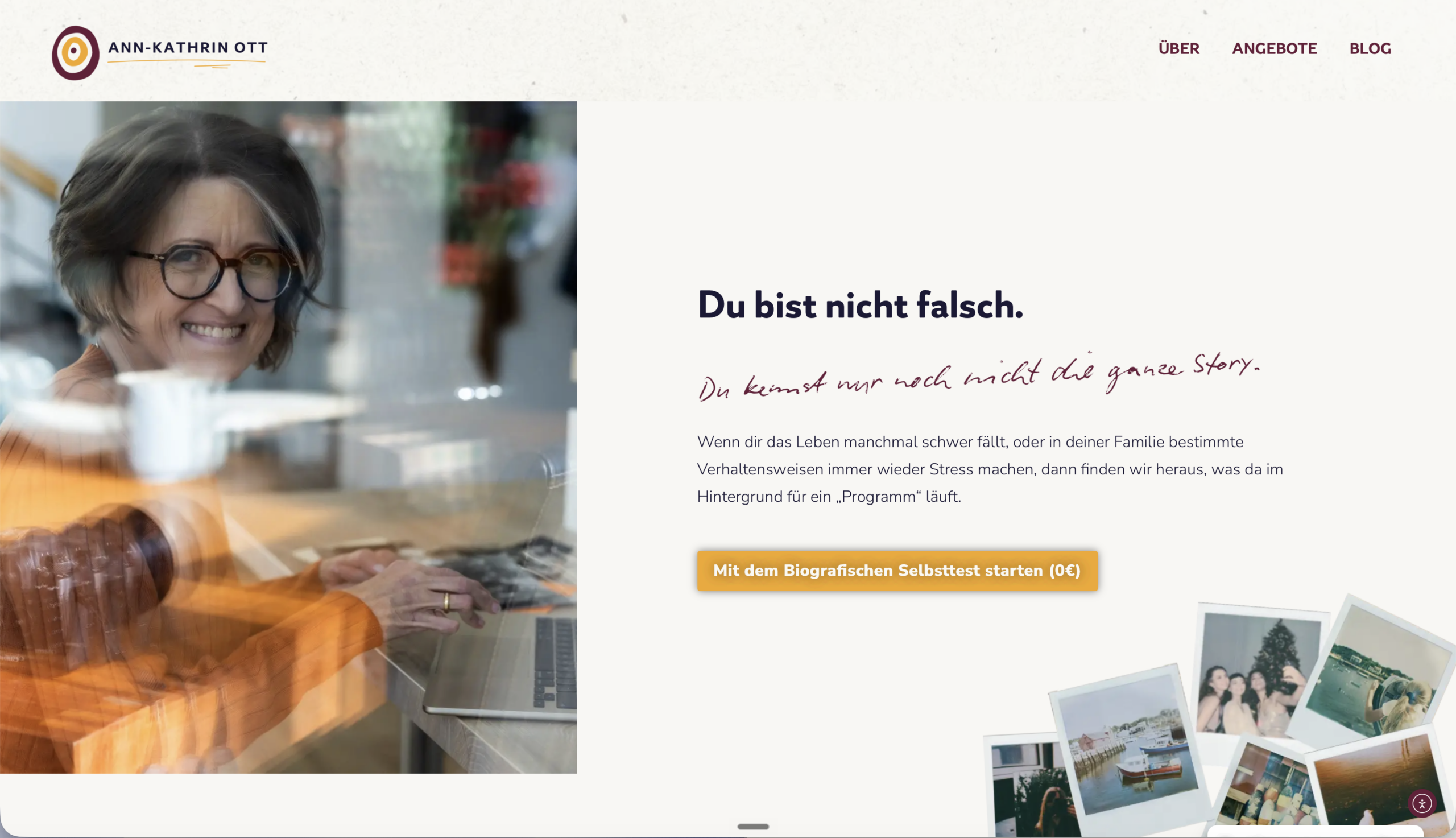 Vollständige Websiteansicht Ann-Kathrin Ott