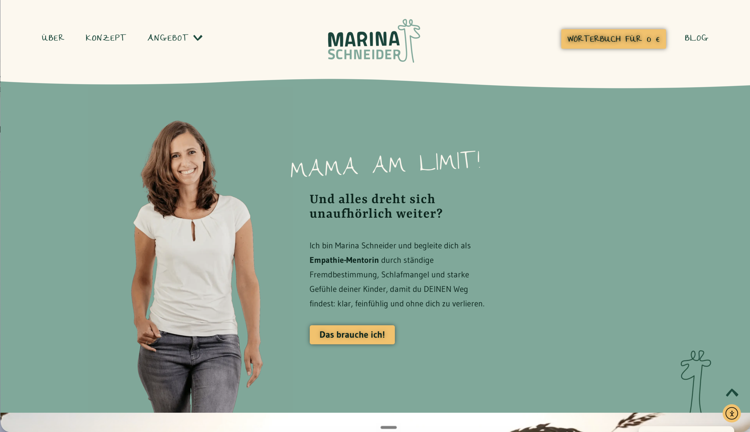 Vollständige Websiteansicht Marina Schneider